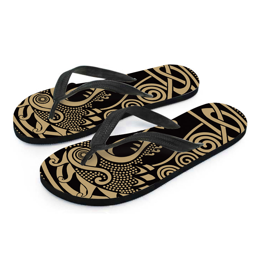 Scandinavian Viking Dragon Print Flip Flops