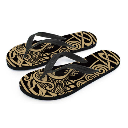 Scandinavian Viking Dragon Print Flip Flops