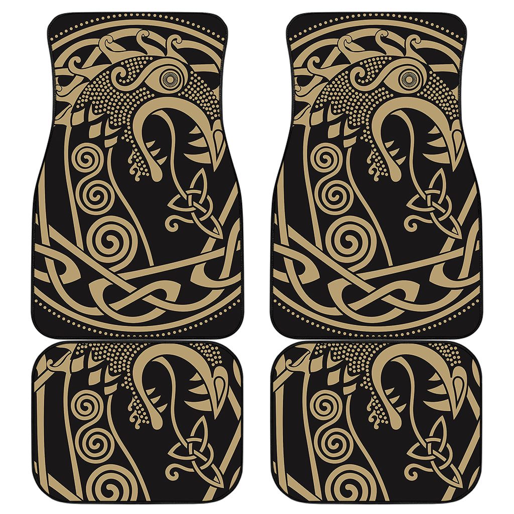 Scandinavian Viking Dragon Print Front and Back Car Floor Mats