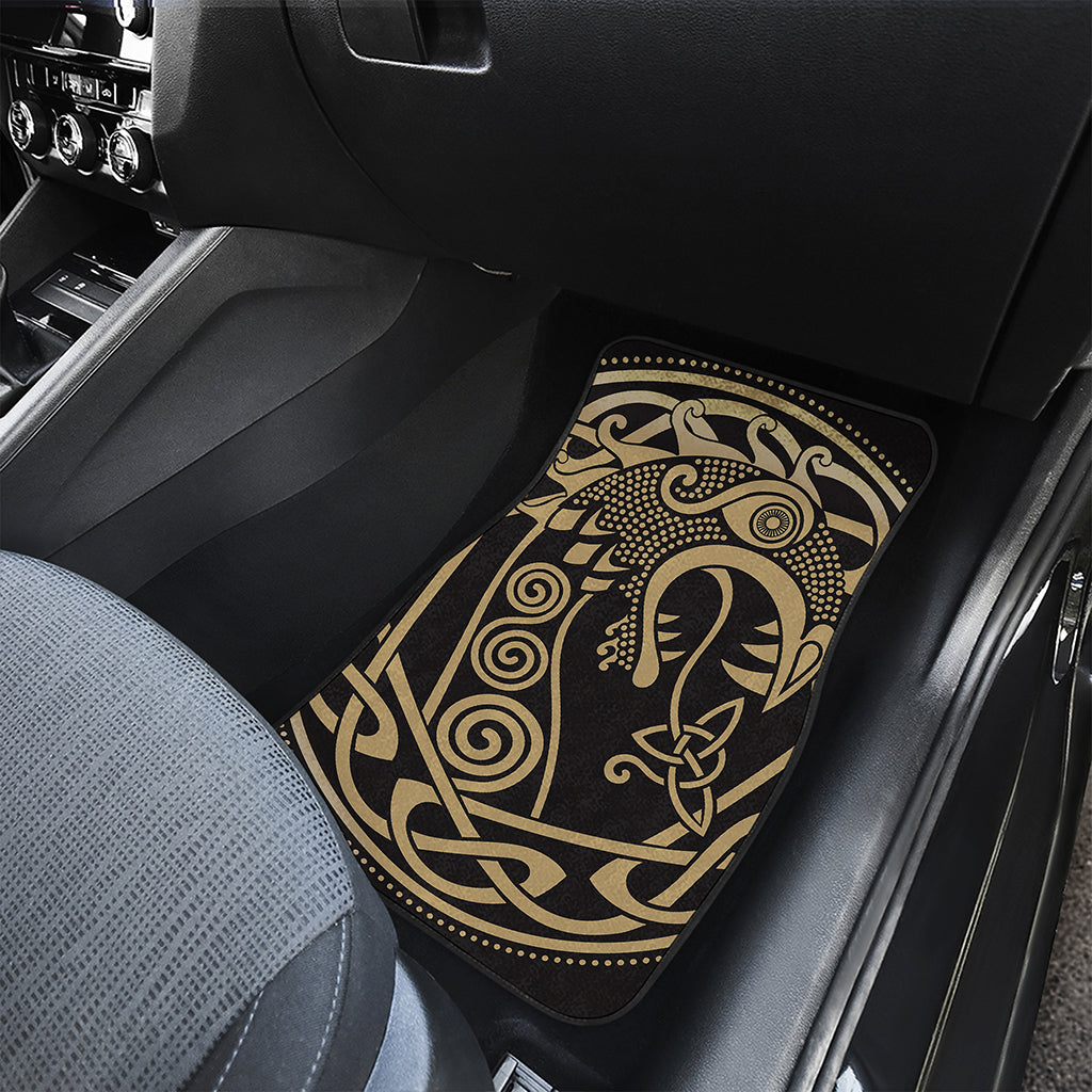 Scandinavian Viking Dragon Print Front and Back Car Floor Mats