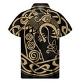 Scandinavian Viking Dragon Print Men's Short Sleeve Shirt