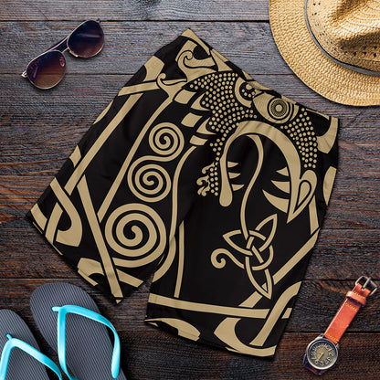 Scandinavian Viking Dragon Print Men's Shorts