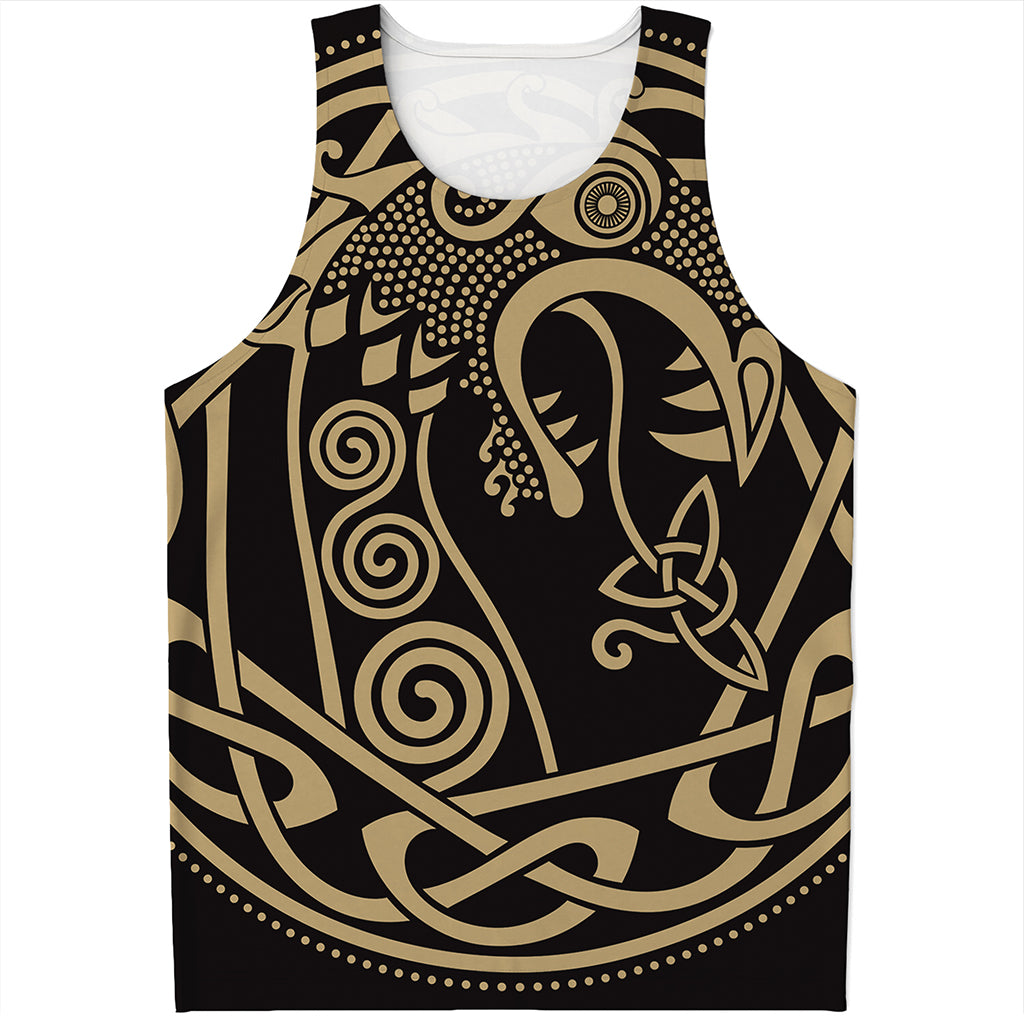 Scandinavian Viking Dragon Print Men's Tank Top