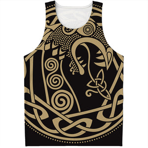 Scandinavian Viking Dragon Print Men's Tank Top