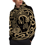 Scandinavian Viking Dragon Print Pullover Hoodie