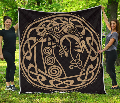 Scandinavian Viking Dragon Print Quilt