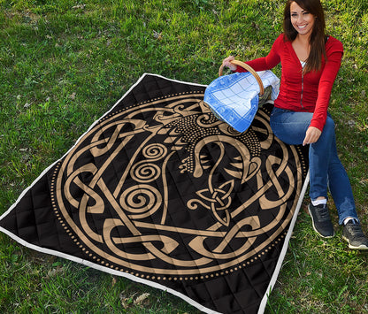 Scandinavian Viking Dragon Print Quilt