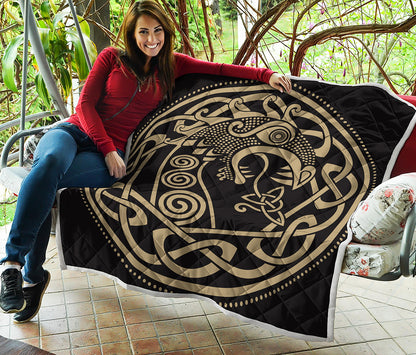 Scandinavian Viking Dragon Print Quilt