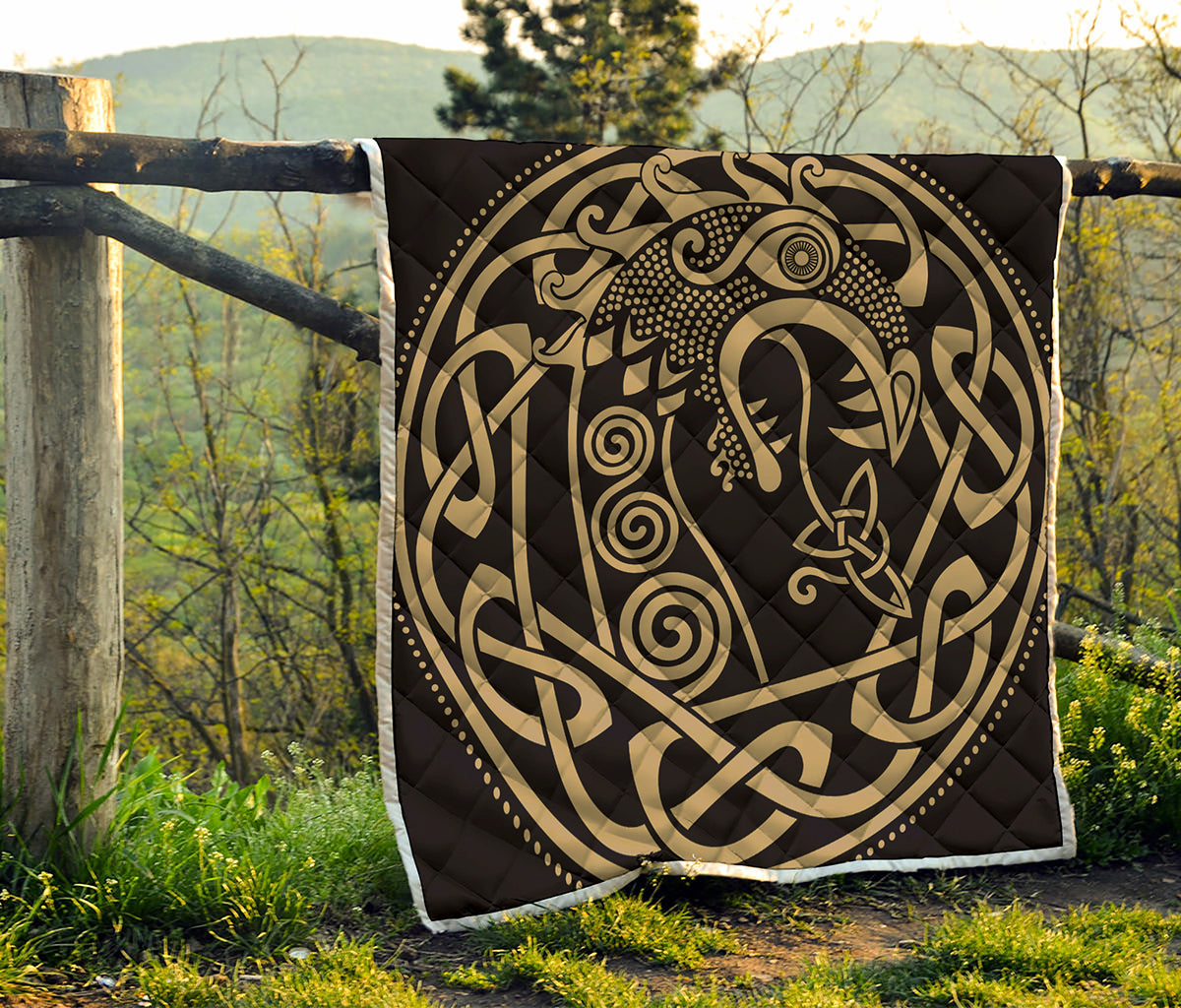 Scandinavian Viking Dragon Print Quilt