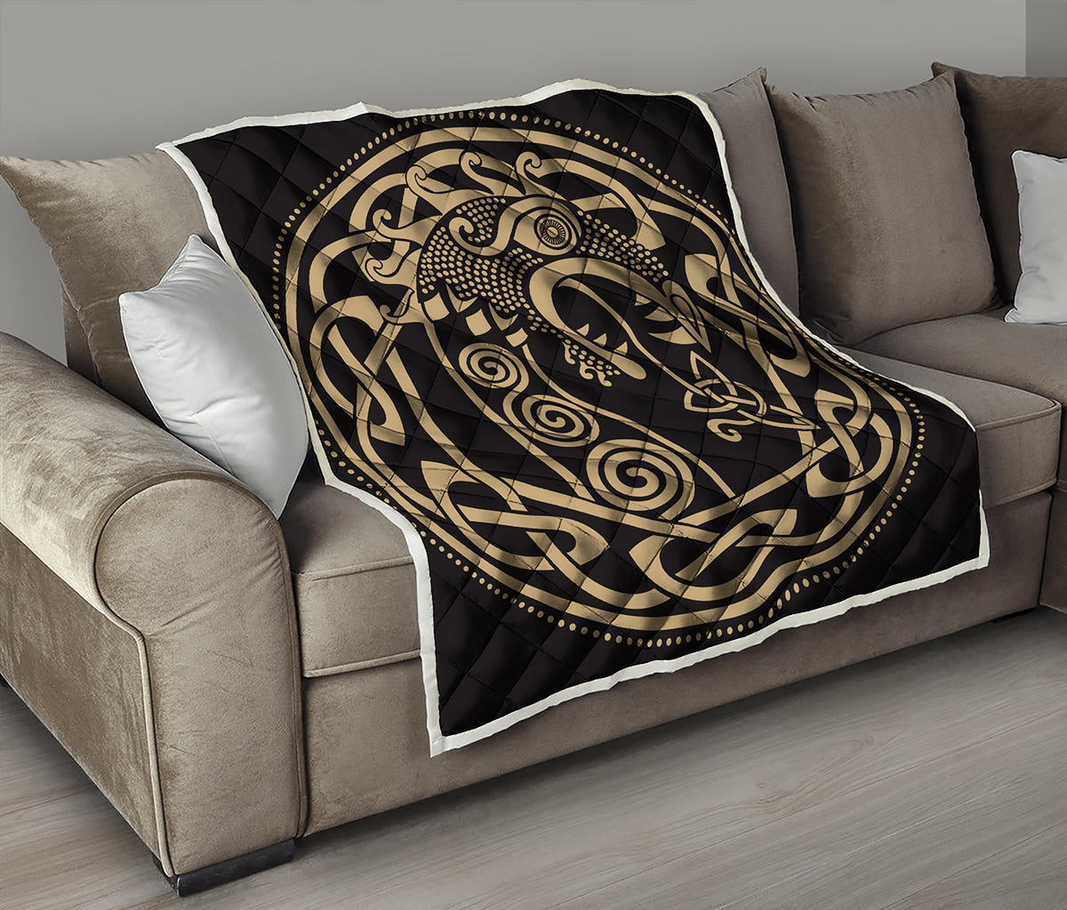 Scandinavian Viking Dragon Print Quilt