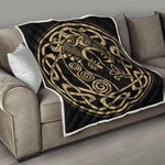 Scandinavian Viking Dragon Print Quilt