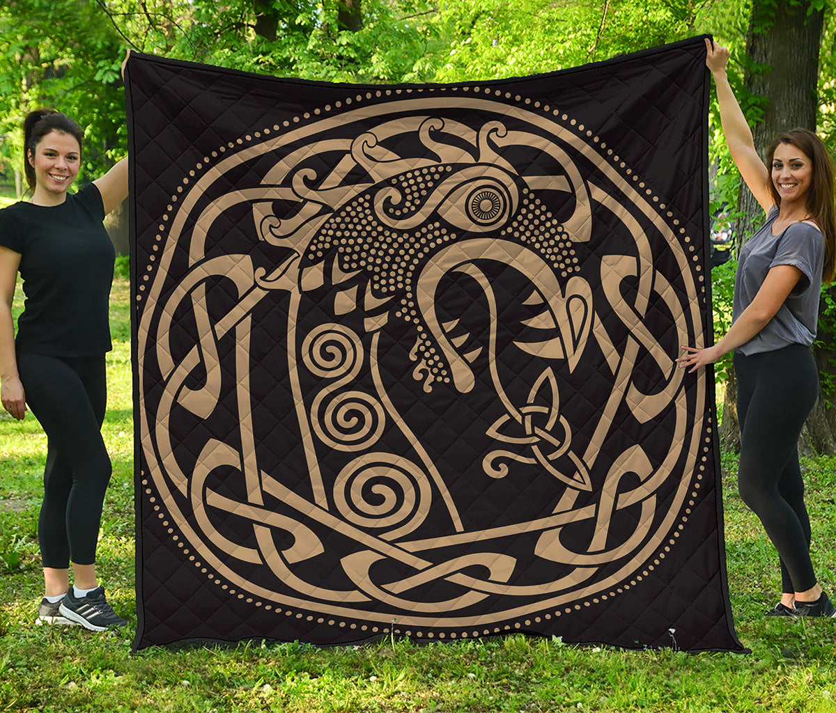 Scandinavian Viking Dragon Print Quilt