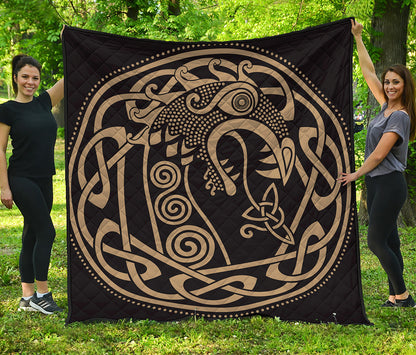 Scandinavian Viking Dragon Print Quilt