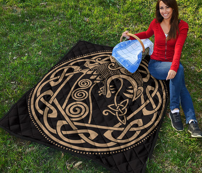 Scandinavian Viking Dragon Print Quilt