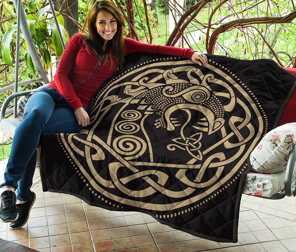 Scandinavian Viking Dragon Print Quilt