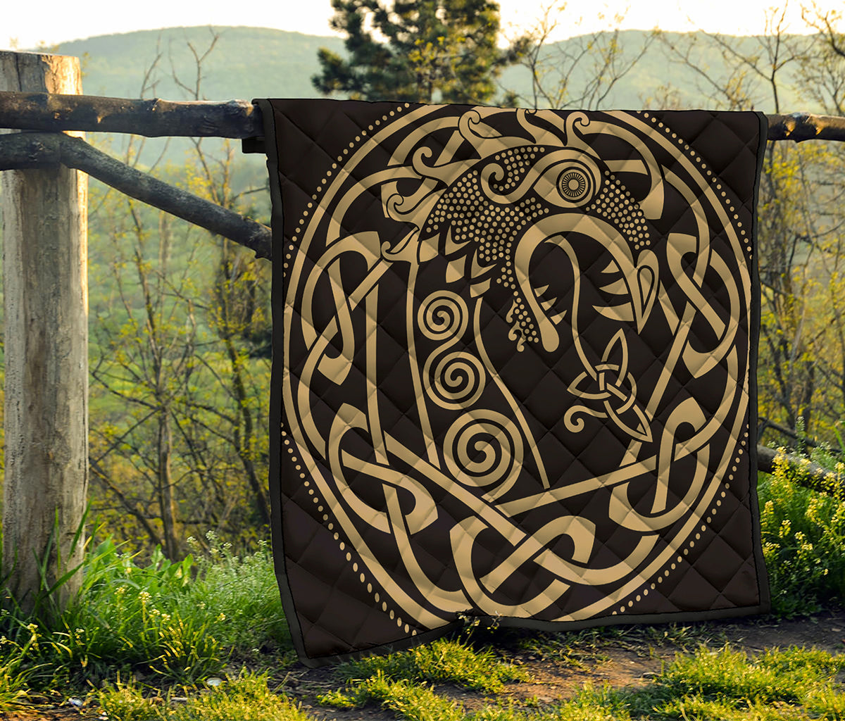 Scandinavian Viking Dragon Print Quilt