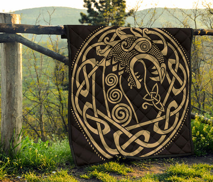Scandinavian Viking Dragon Print Quilt