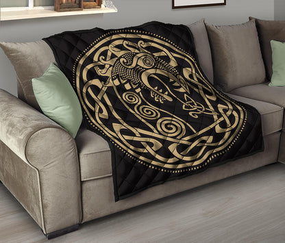 Scandinavian Viking Dragon Print Quilt