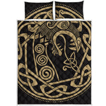Scandinavian Viking Dragon Print Quilt Bed Set