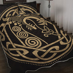 Scandinavian Viking Dragon Print Quilt Bed Set