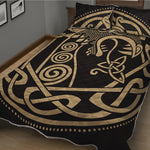 Scandinavian Viking Dragon Print Quilt Bed Set
