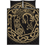 Scandinavian Viking Dragon Print Quilt Bed Set