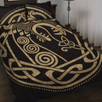 Scandinavian Viking Dragon Print Quilt Bed Set