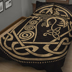 Scandinavian Viking Dragon Print Quilt Bed Set