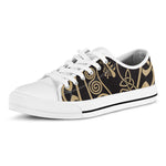 Scandinavian Viking Dragon Print White Low Top Shoes