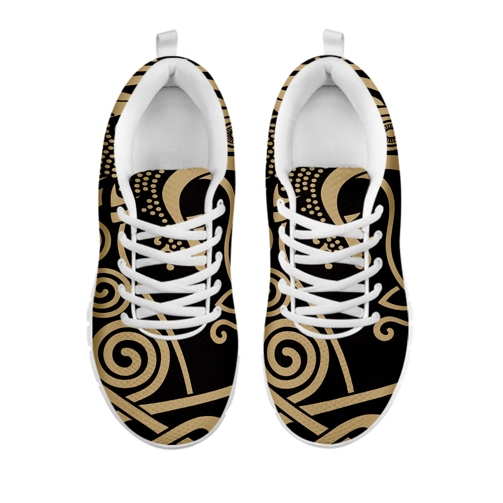 Scandinavian Viking Dragon Print White Sneakers