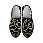 Scandinavian Viking Symbol Print Black Slip On Shoes