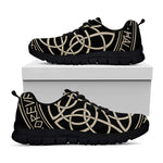 Scandinavian Viking Symbol Print Black Sneakers