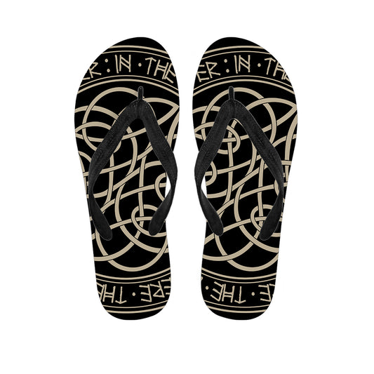 Scandinavian Viking Symbol Print Flip Flops