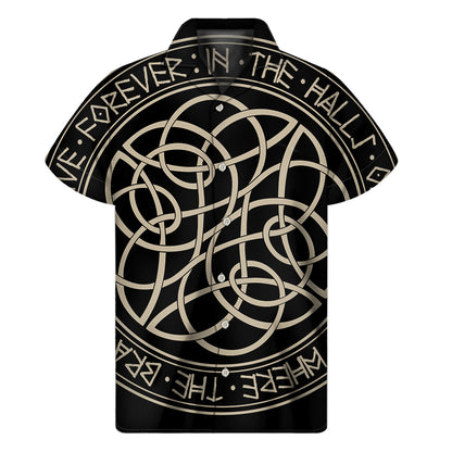 Scandinavian Viking Symbol Print Men's Short Sleeve Shirt