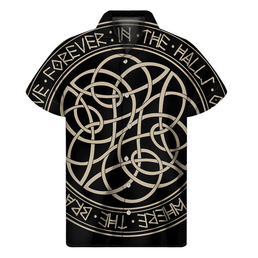 Scandinavian Viking Symbol Print Men's Short Sleeve Shirt
