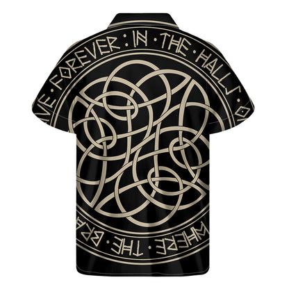 Scandinavian Viking Symbol Print Men's Short Sleeve Shirt