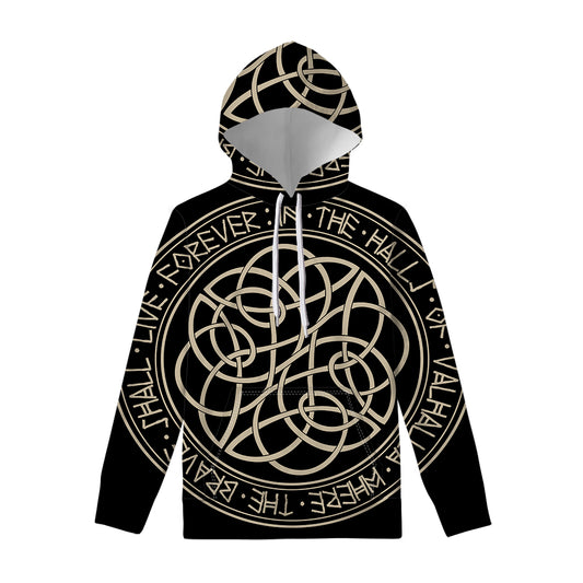 Scandinavian Viking Symbol Print Pullover Hoodie