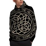 Scandinavian Viking Symbol Print Pullover Hoodie
