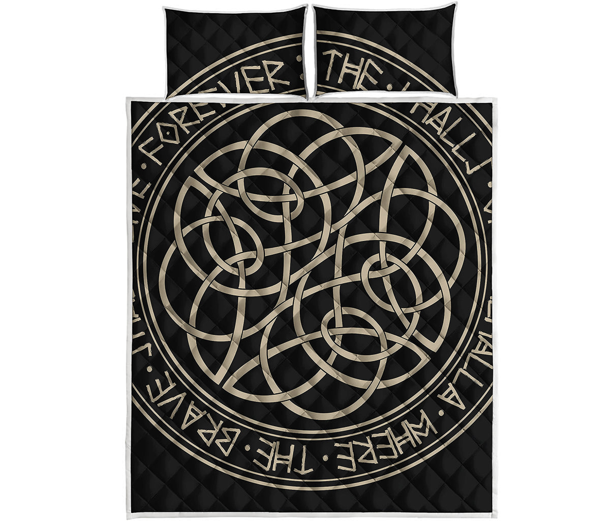 Scandinavian Viking Symbol Print Quilt Bed Set