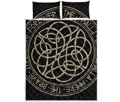Scandinavian Viking Symbol Print Quilt Bed Set