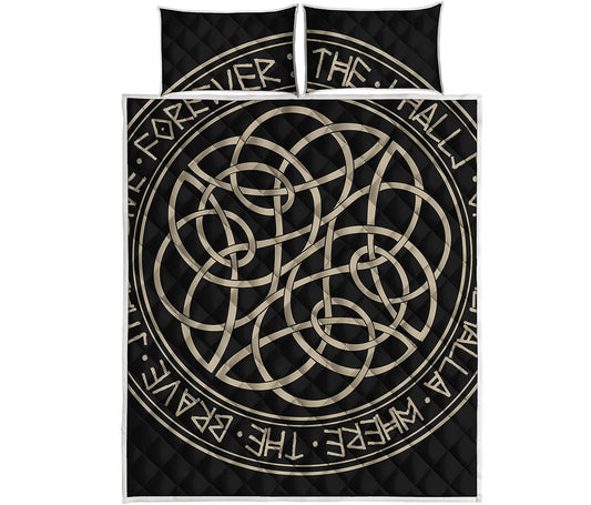 Scandinavian Viking Symbol Print Quilt Bed Set