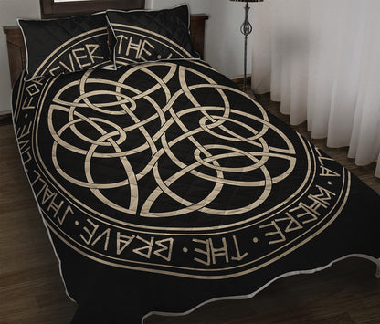 Scandinavian Viking Symbol Print Quilt Bed Set
