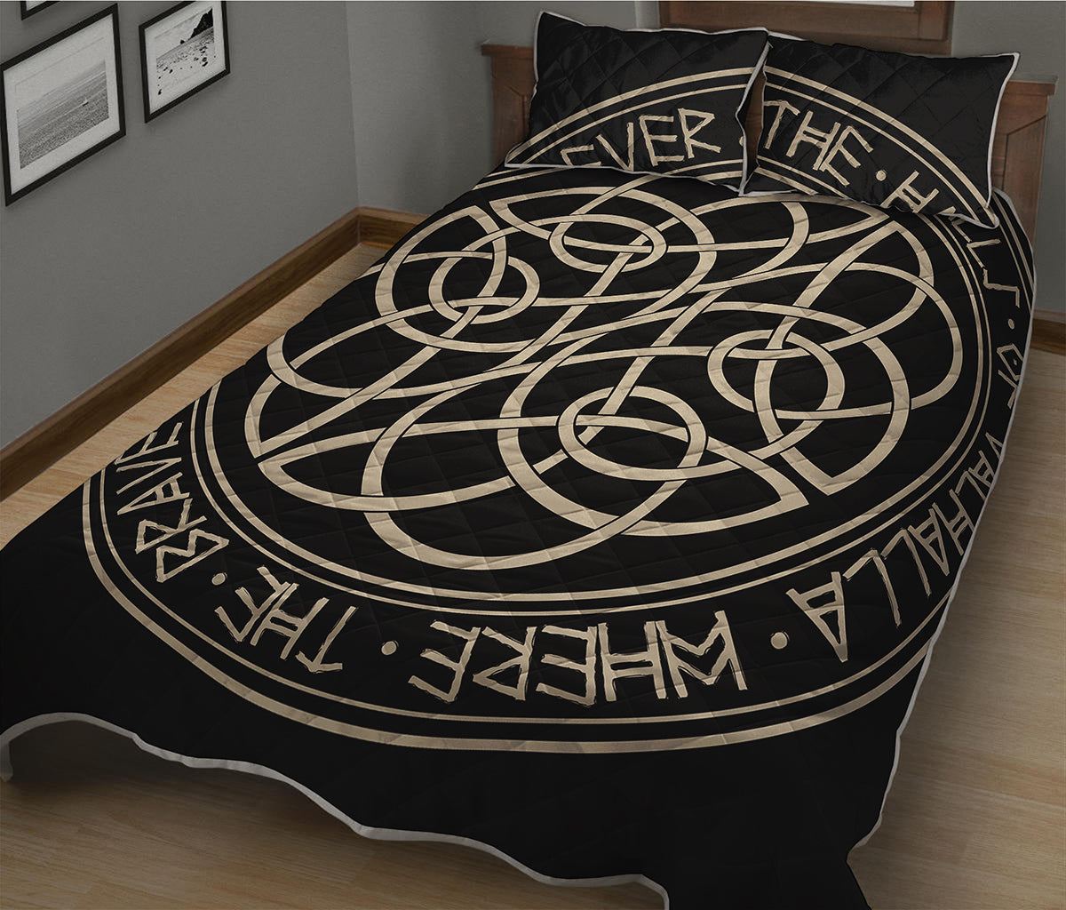 Scandinavian Viking Symbol Print Quilt Bed Set