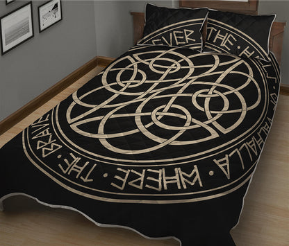 Scandinavian Viking Symbol Print Quilt Bed Set
