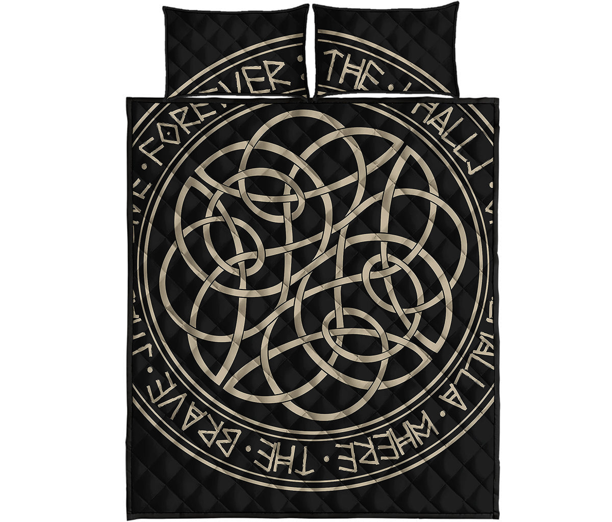 Scandinavian Viking Symbol Print Quilt Bed Set