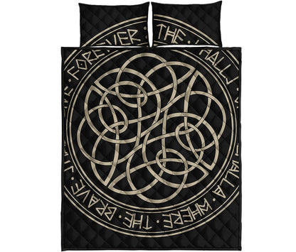 Scandinavian Viking Symbol Print Quilt Bed Set