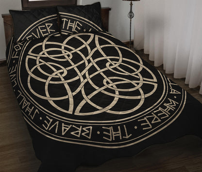 Scandinavian Viking Symbol Print Quilt Bed Set