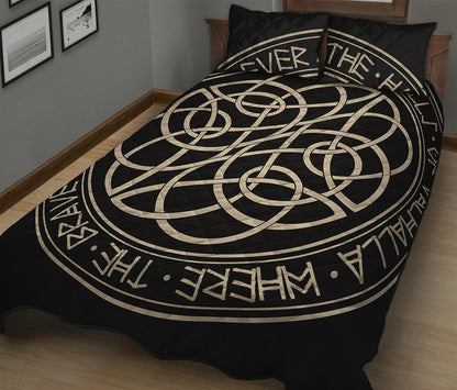 Scandinavian Viking Symbol Print Quilt Bed Set