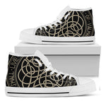 Scandinavian Viking Symbol Print White High Top Shoes