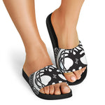 Scandinavian Yggdrasil Print Black Slide Sandals